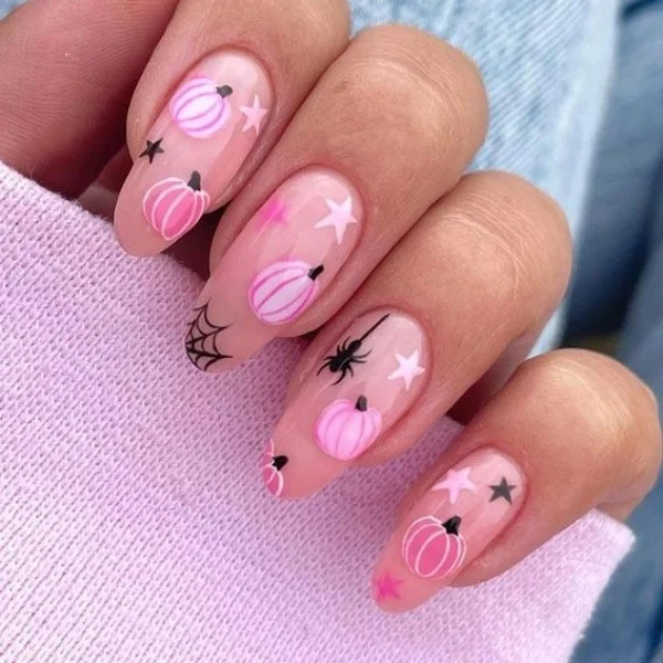 Pink-Halloween-Nails