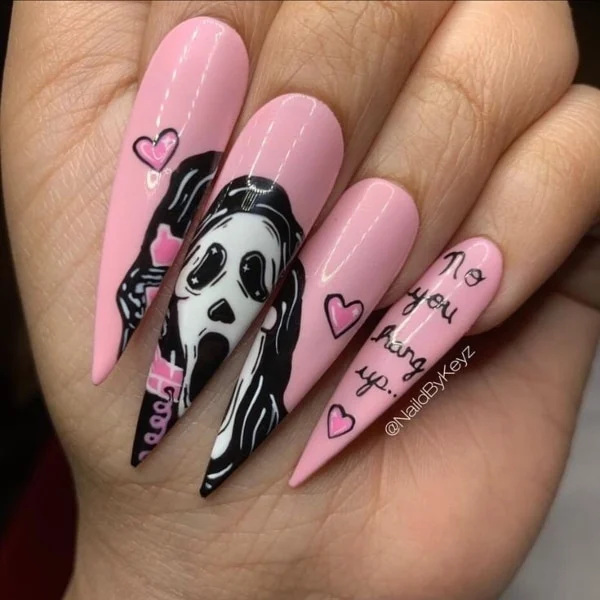 Pink-and-black-Halloween-Nails