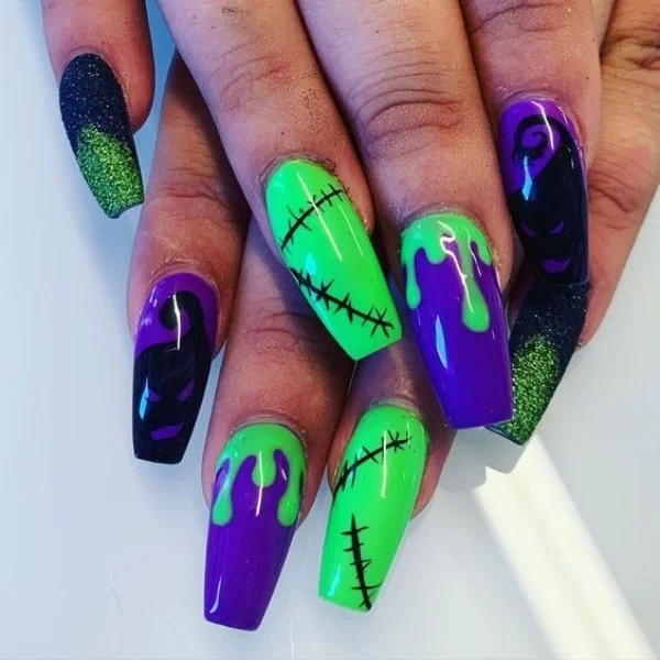 Purple-and-Green-Halloween-Nails