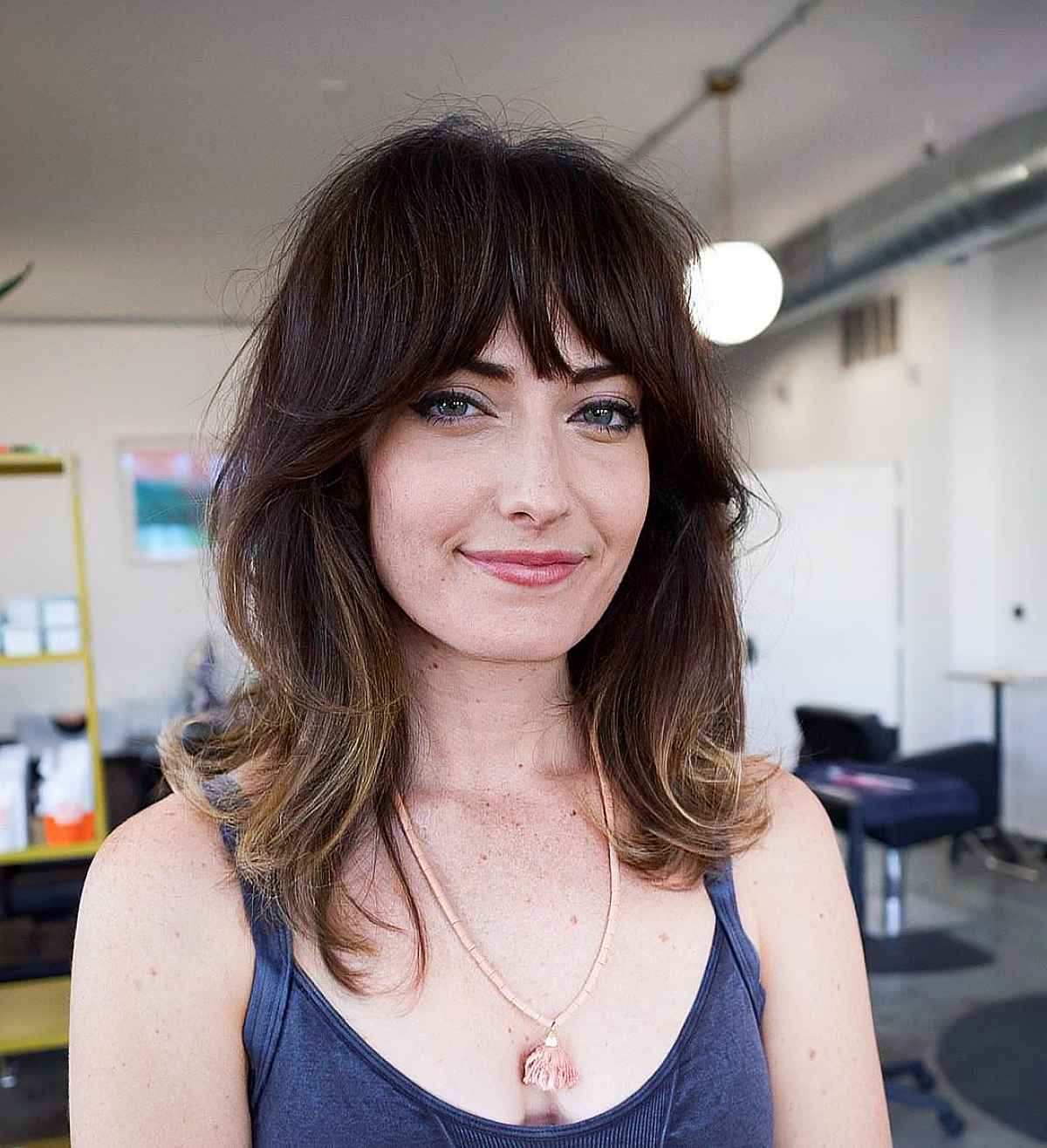 textured haircut with choppy bangs