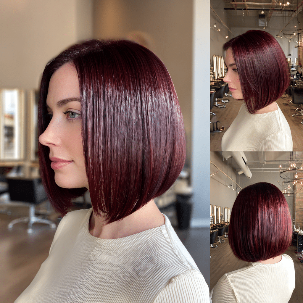 Rich Burgundy Sleek Bob Hair
