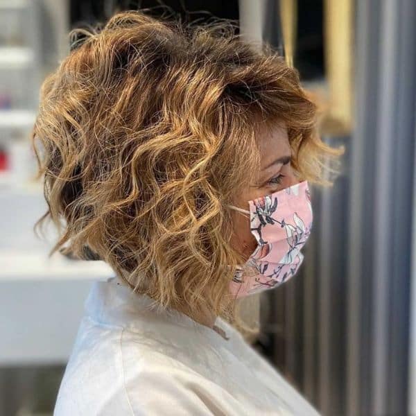 wavy bob - woman wearing a floral flower face mask