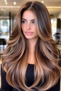 Caramel Ribbon Brunette Hair