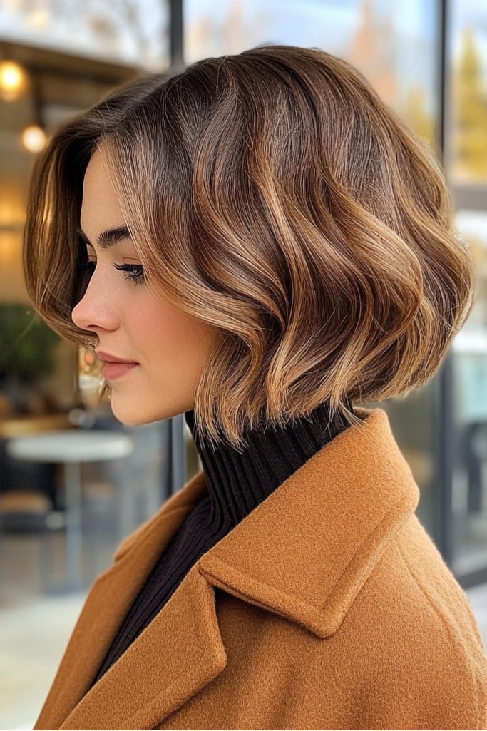 Dark Chocolate Bob with Caramel Highlights