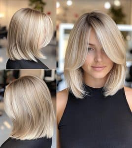 Vanilla Cream Blonde Lob Hair