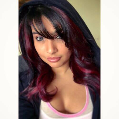 balayage burgundy highlights