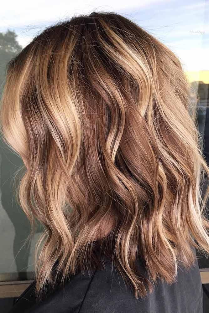 Beach Waves With Lowlights #mediumhair #lobhaircut