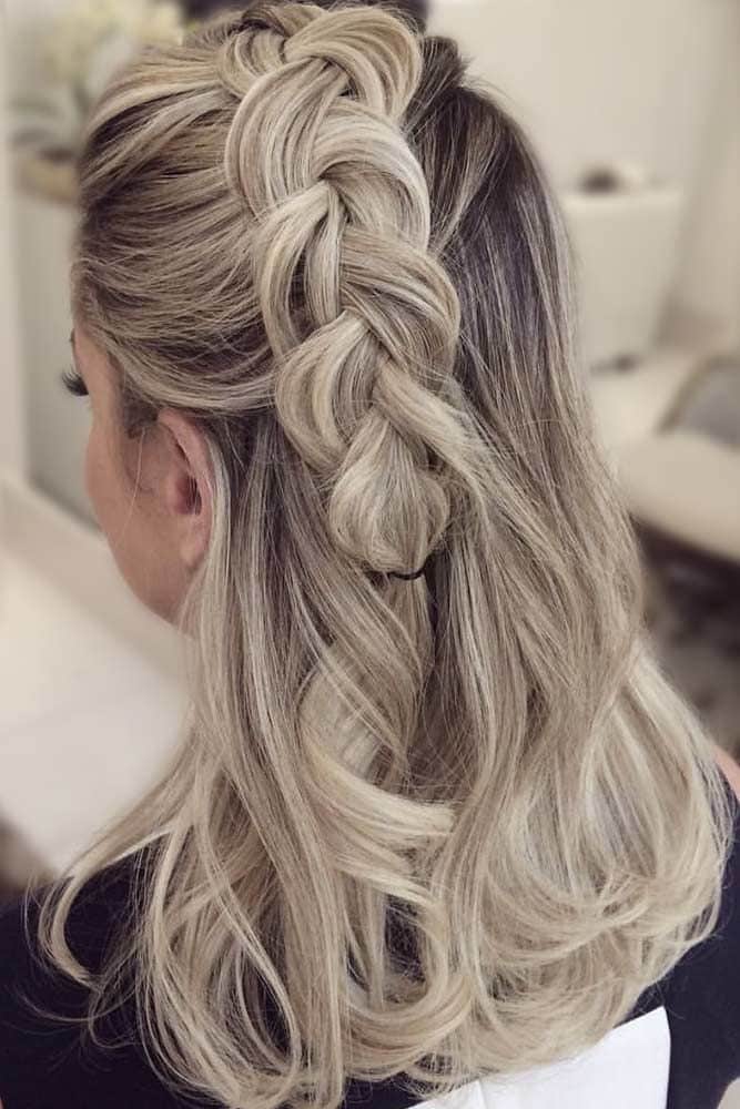 Big Braids For Medium Length Hair Blonde #mediumhair #mediumhairstyles