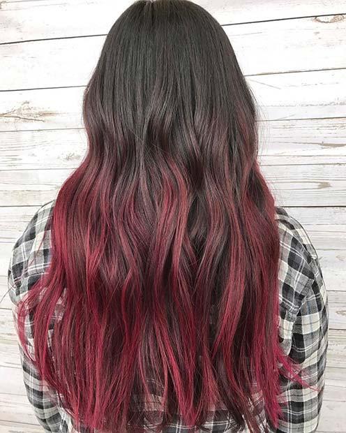 Black and Dark Red Ombre Hair