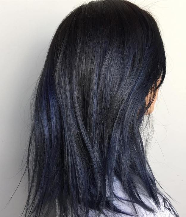 Black Hair With Subtle Blue Highlights