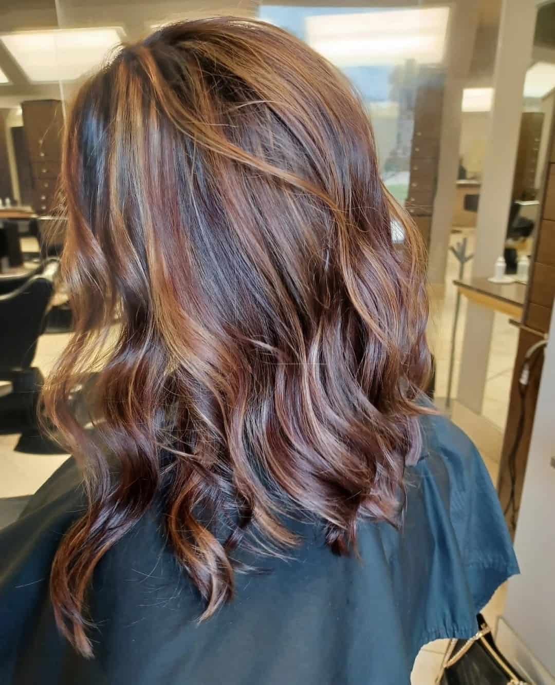 Blonde And Copper Highlights On Brown Hair