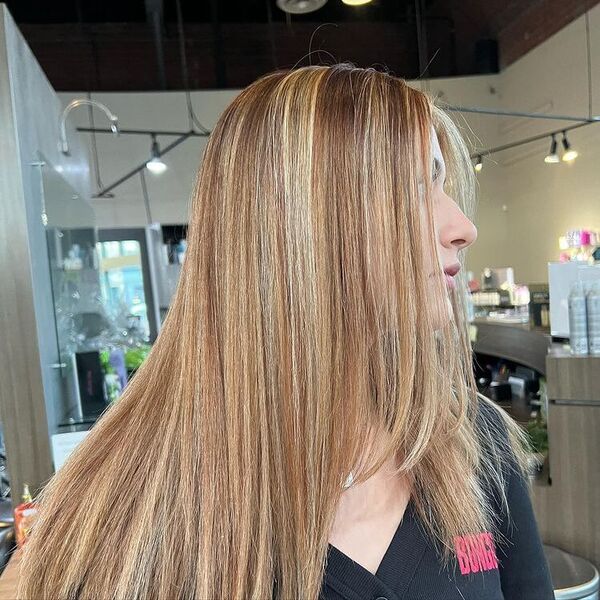 blonde highlights - a woman inside a salon