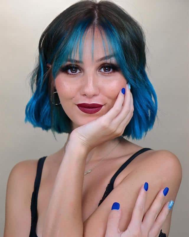 Blue Bangs On Black Hair 1