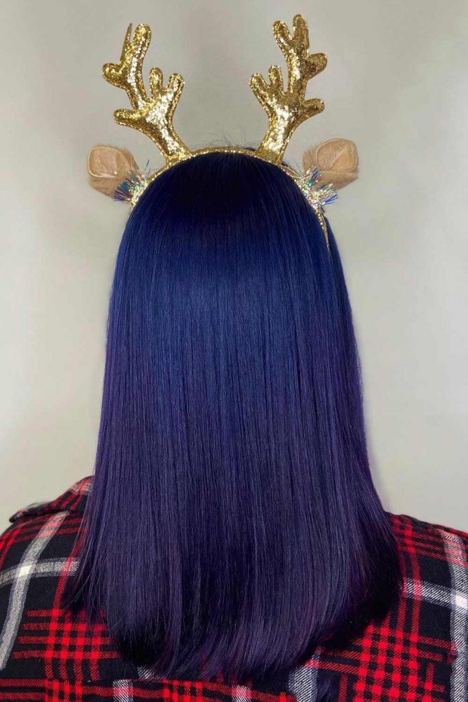 Blue Black Hair Long Bob