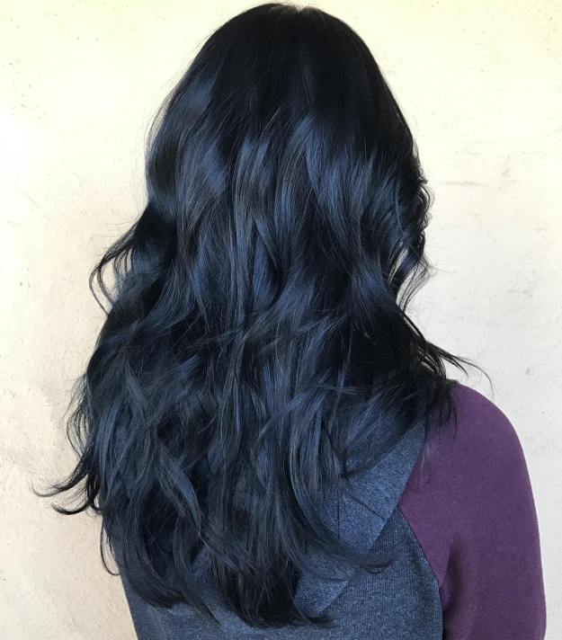 Blue Black Layered Hair