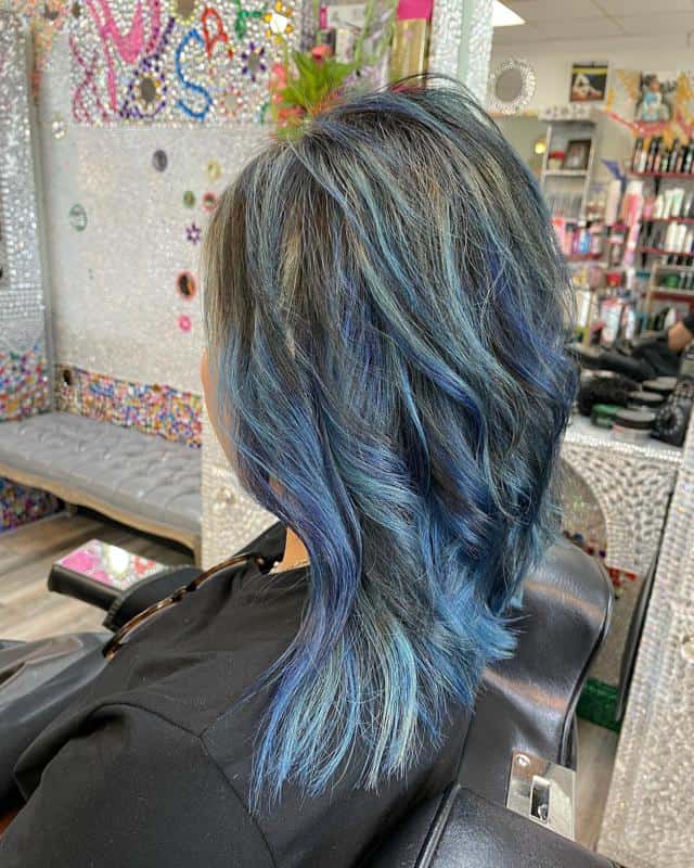 Blue Highlights On Black Curly Hair 2