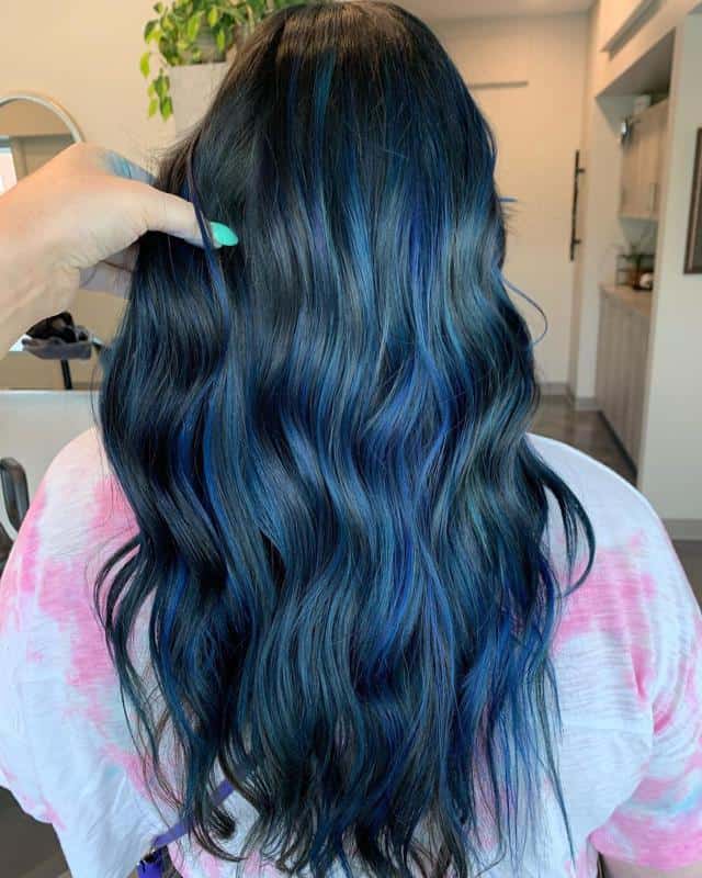 Blue Highlights On Black Curly Hair 3