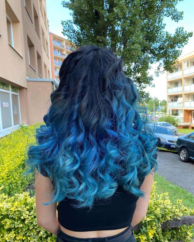 Blue Ombre On Black Hair 1