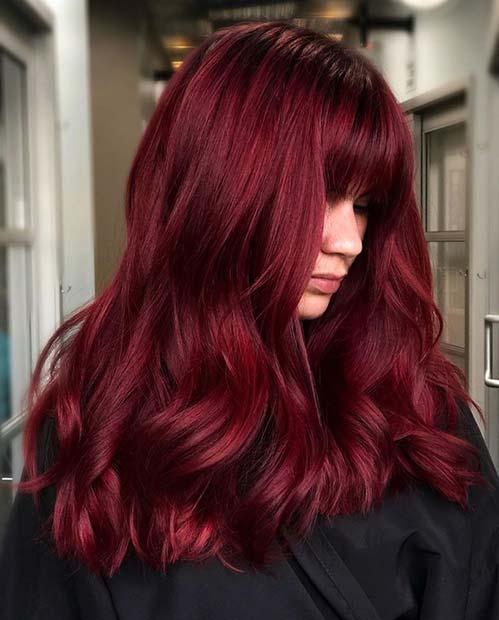Bold Red Hair with Bangs