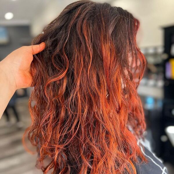 Brown Black Based with Copper Balayage - a man wearing black shirt.