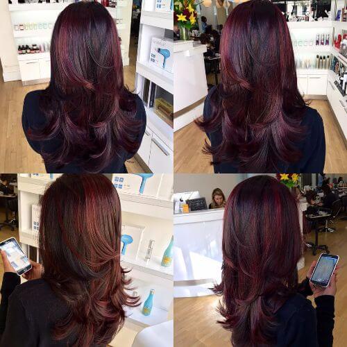 burgundy balayage highlights