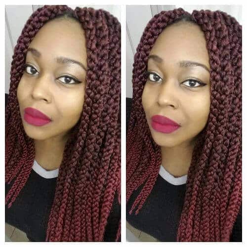 burgundy box braids