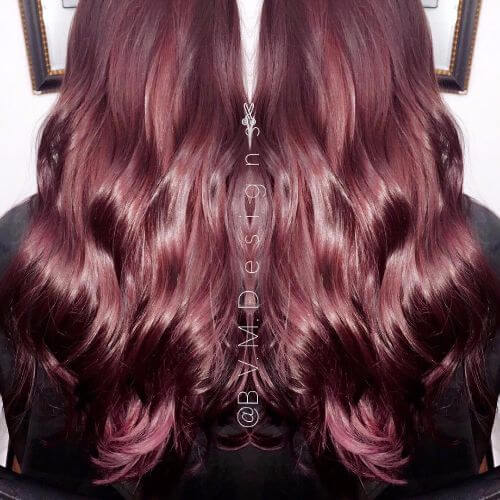 burgundy hair color on long hair 