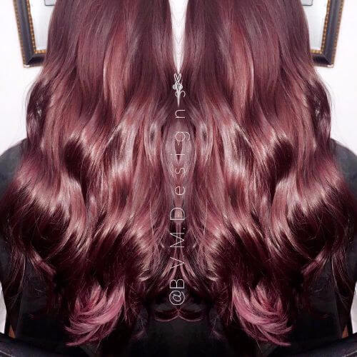burgundy hair color on long hair