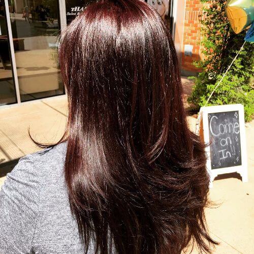 burgundy straight hair 