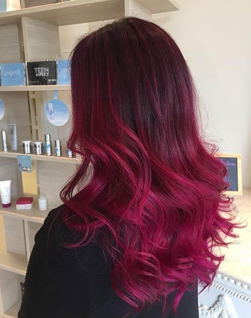 Burgundy to Bright Red Ombre