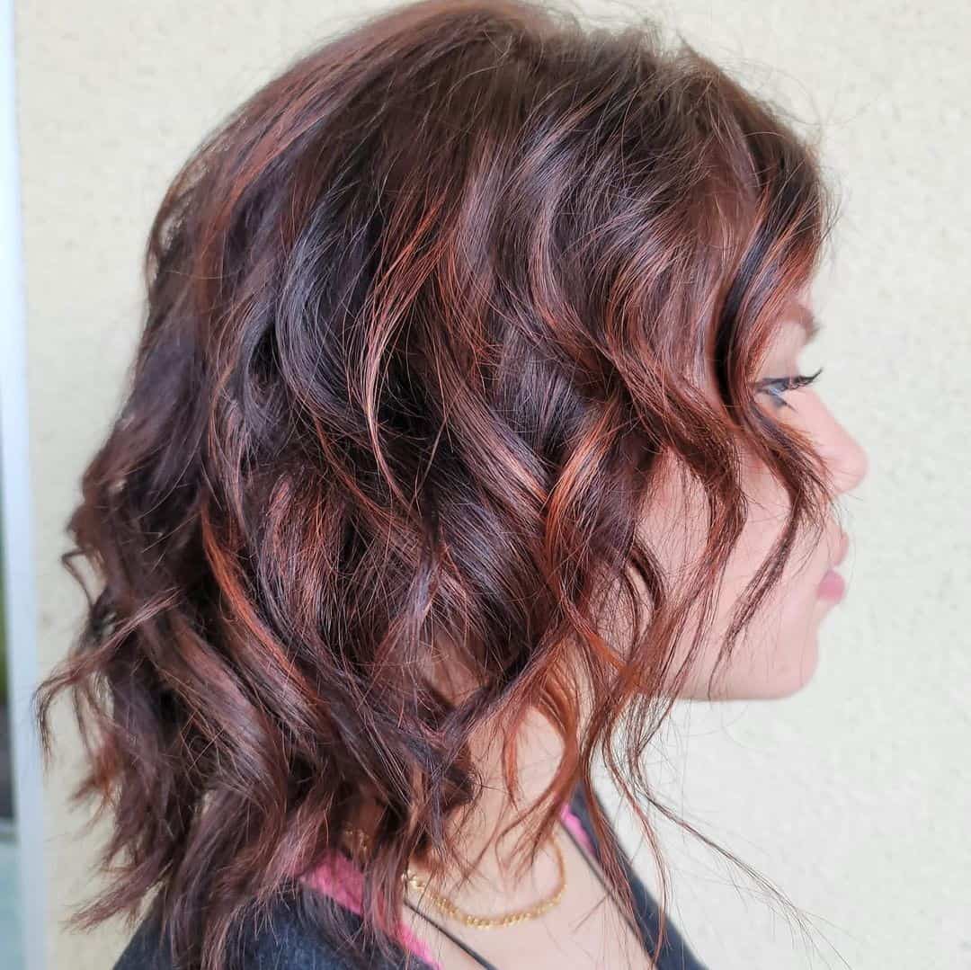 Copper Red Highlights On Dark Brown Hair