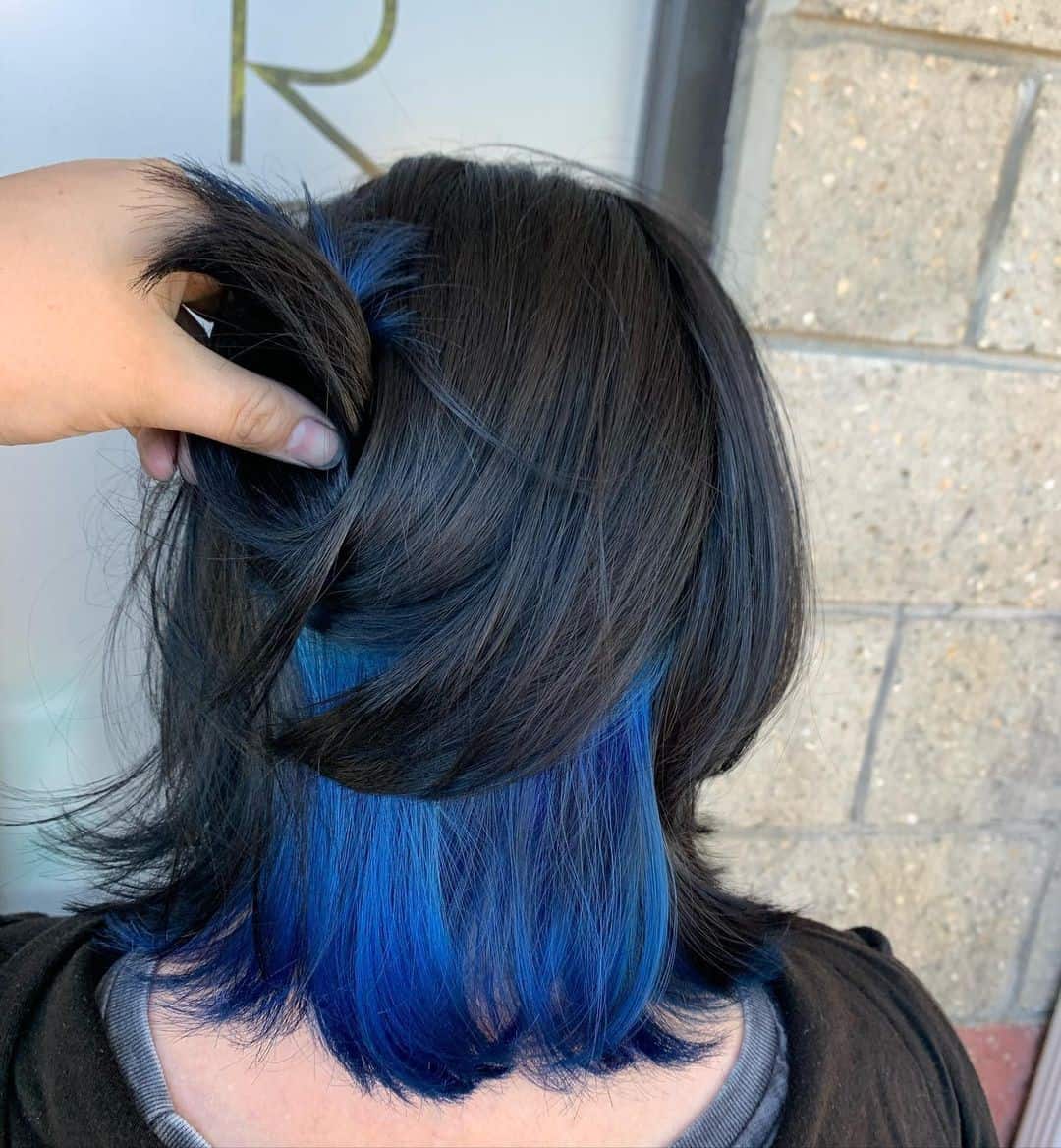 Dark Black And Blue Hair Short Look