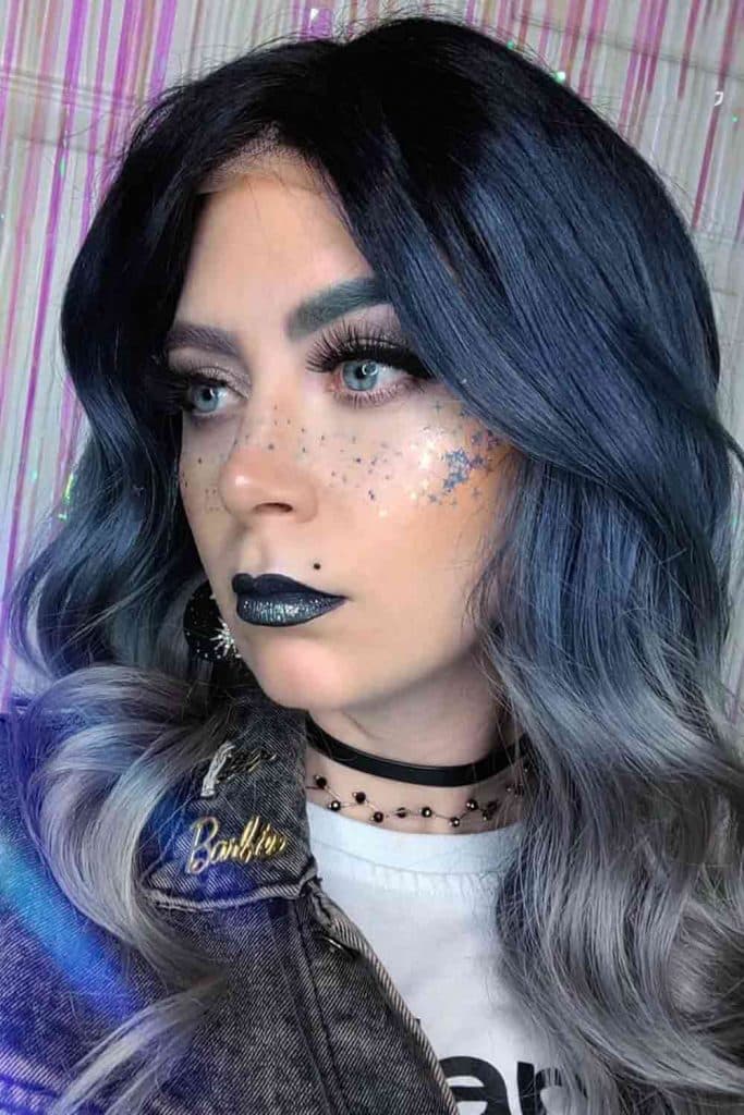 Dark Blue Metallic Hair Color