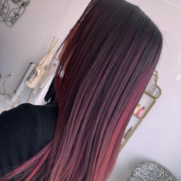 dark red hair - a girl wearing a black linen shirt