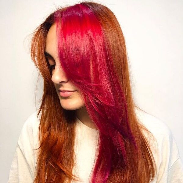 dark red hair - a girl wearing a white shirt