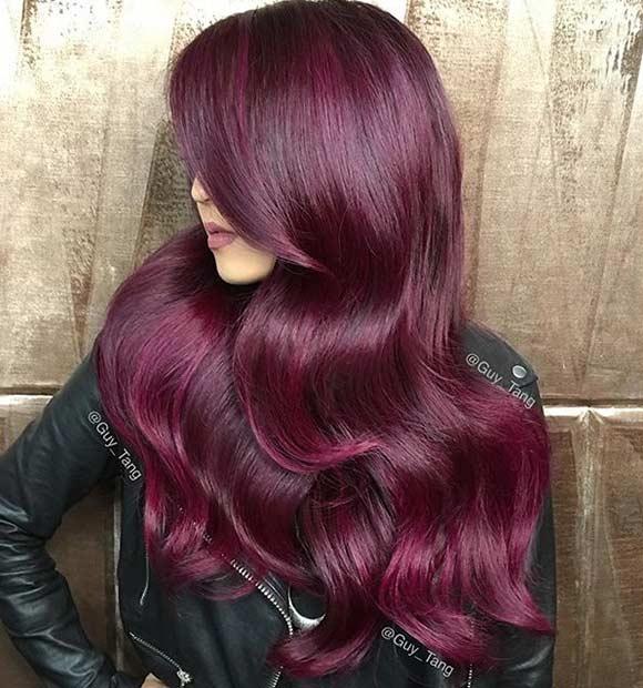 Dark Red Hair Color on Long Hair