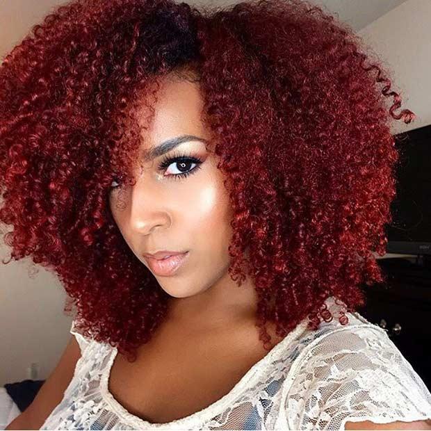 Dark Red Natural Hair Look