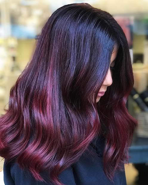 Dark Red Ombre Hair Color Idea