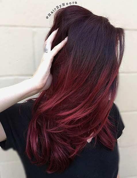 Dark Red Roots and Bight Red Ends 