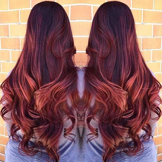 Deep Red Hair and Copper Highlights