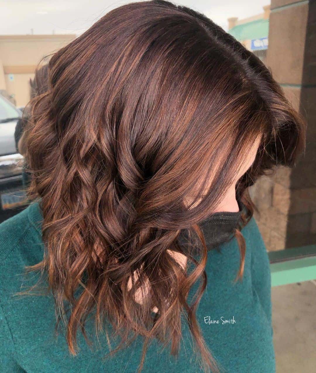 Defined Bob Copper Highlights On Brown Hair