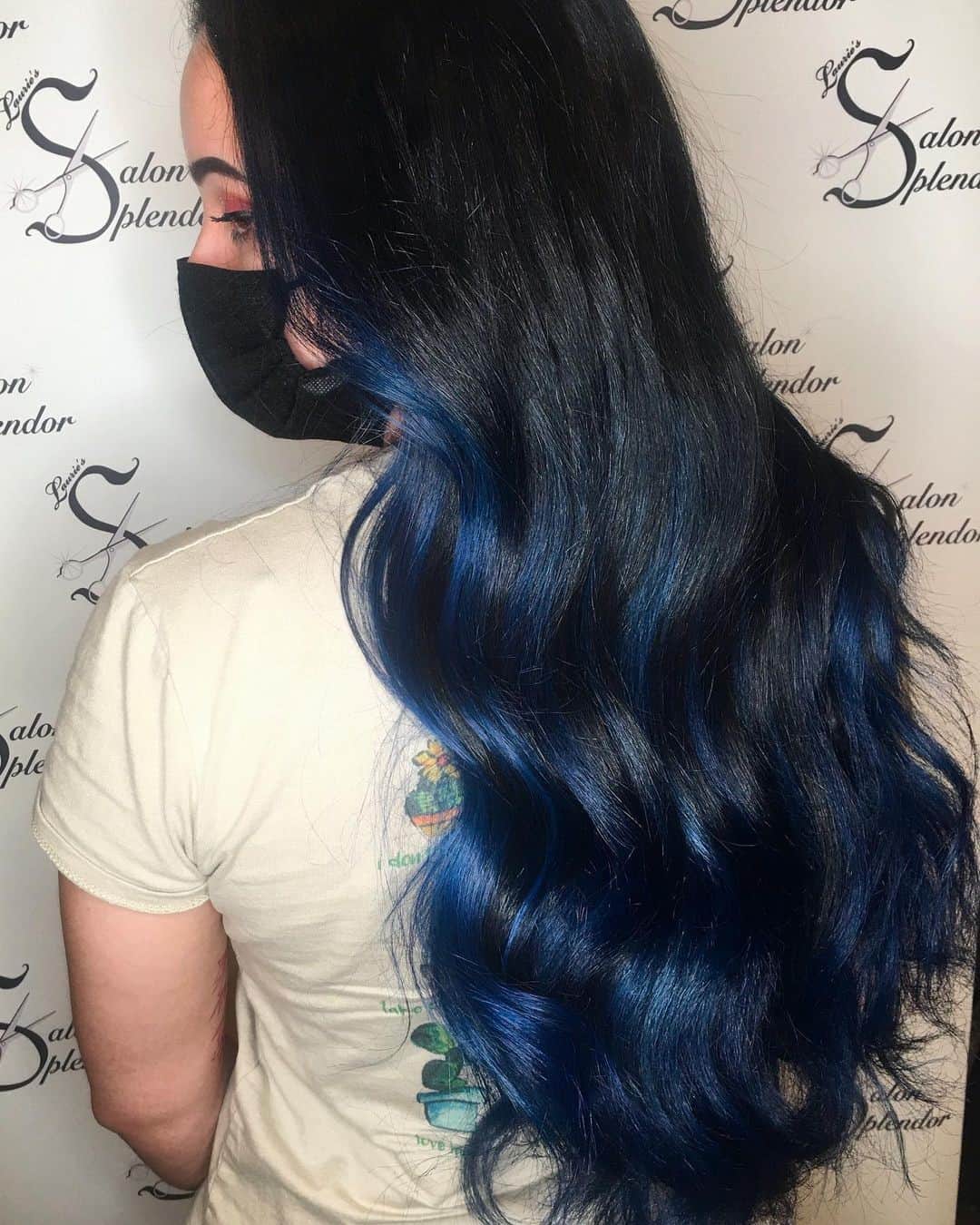 Elegant Curls Black & Blue Hair