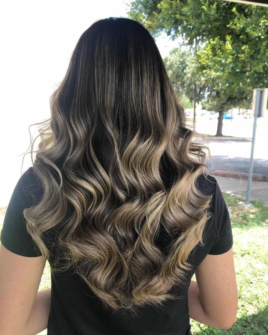 Golden Blonde Highlights On Black Hair