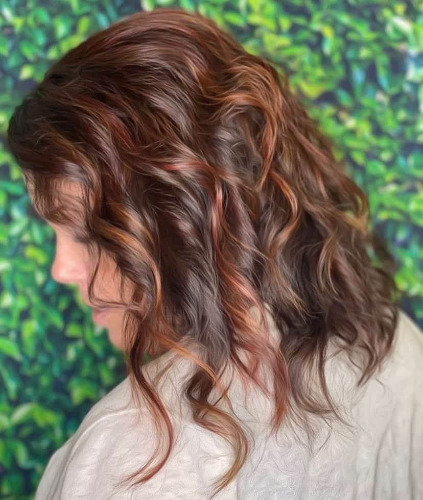 Hot Red Copper Highlights On Brown Hair