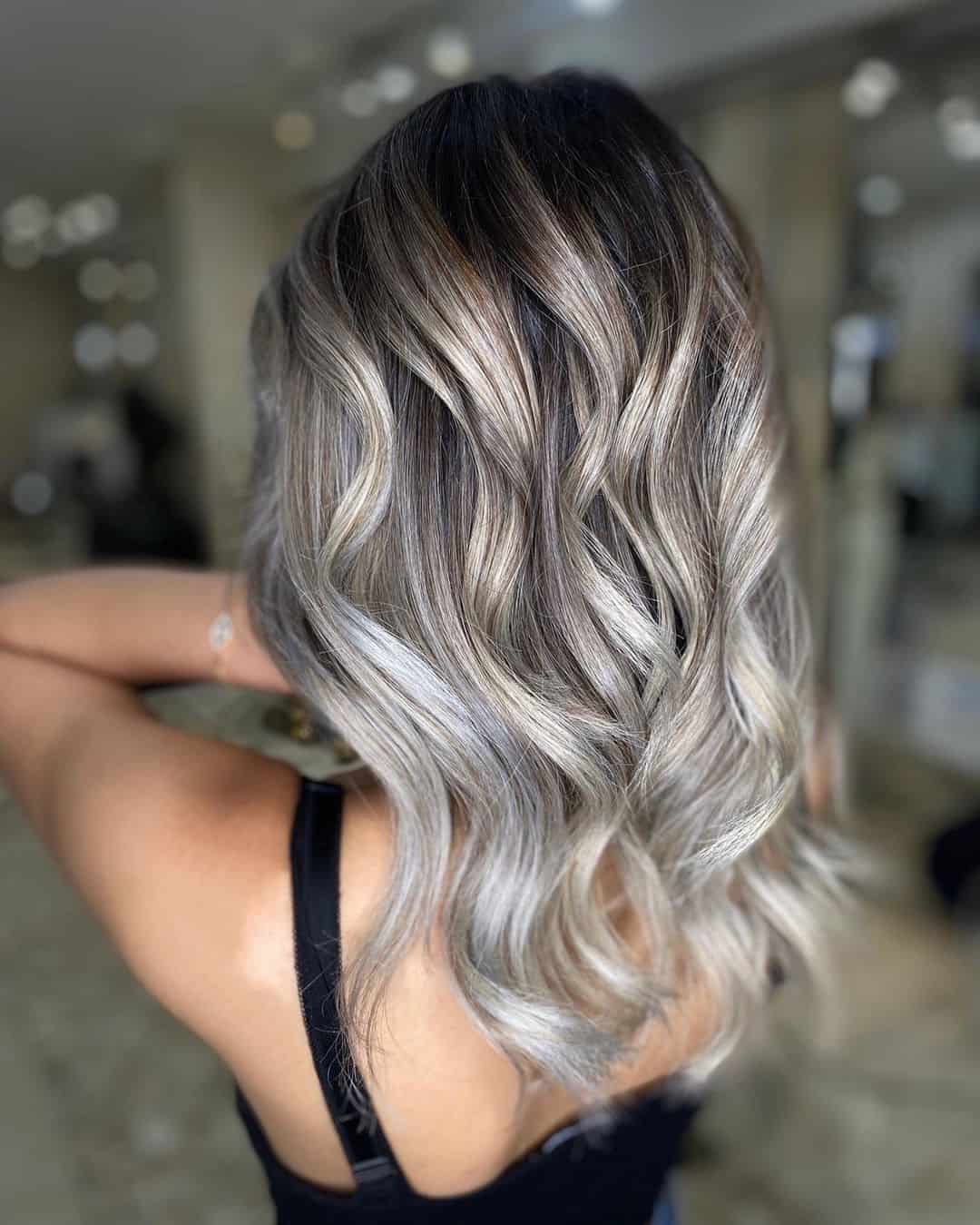 Icy Blonde Highlights Wavy Hair