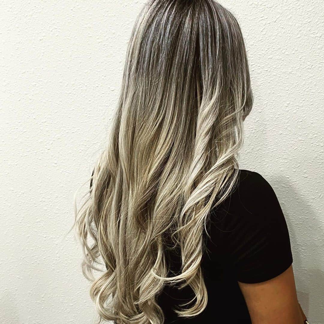 Icy Silver Blonde Highlights On Black Hair