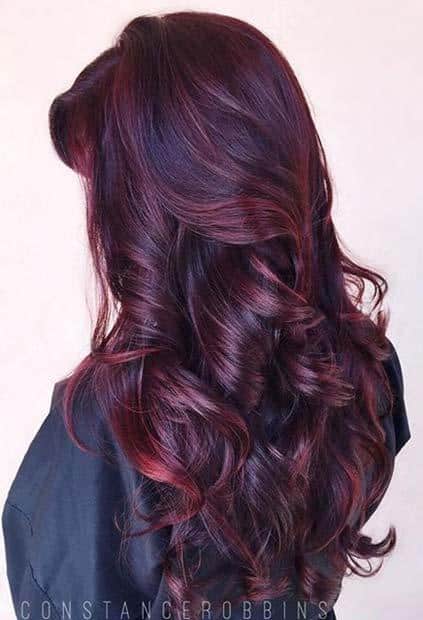 Long Dark Red Hair Look