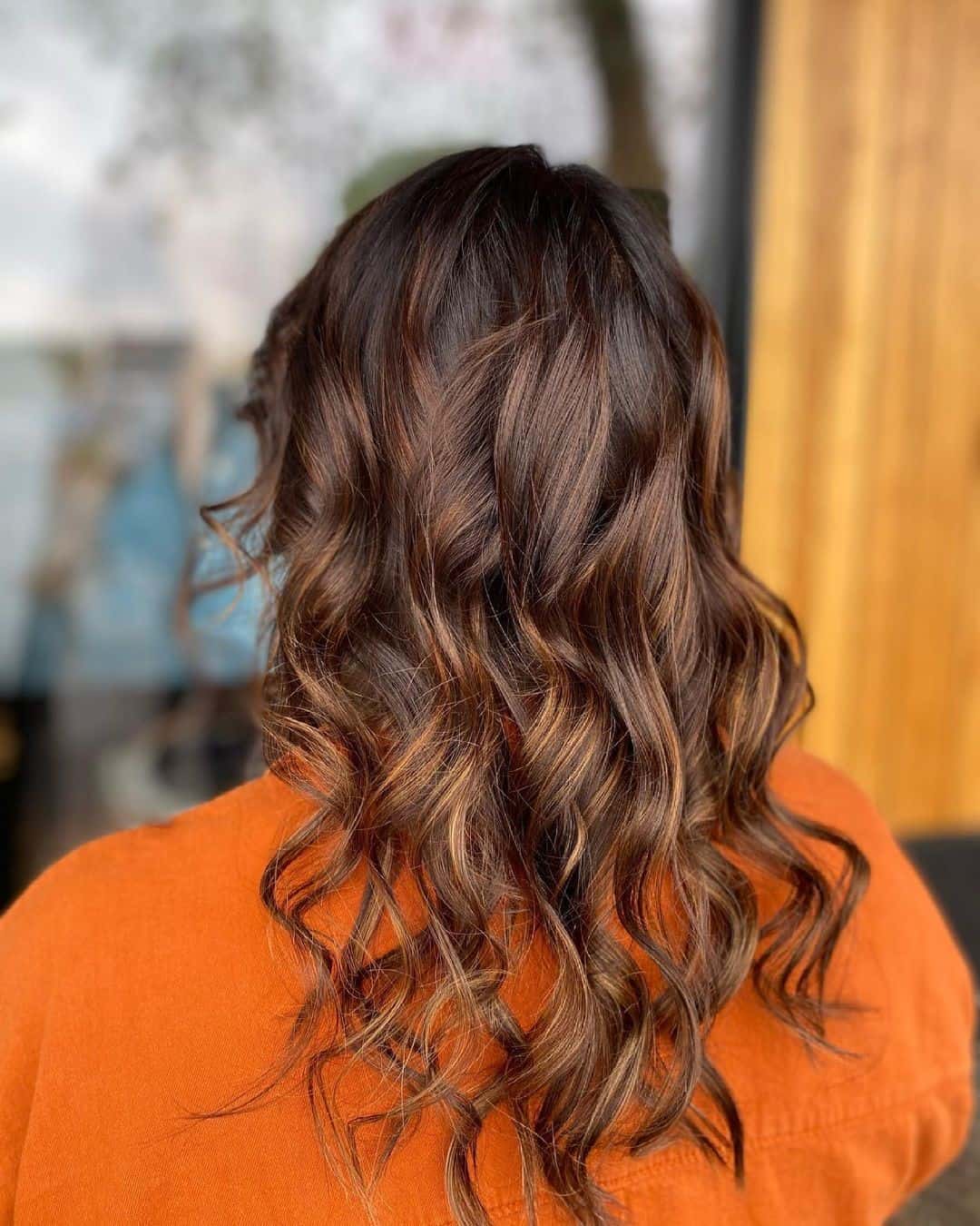 Loose Curls Caramel Highlights On Black Hair