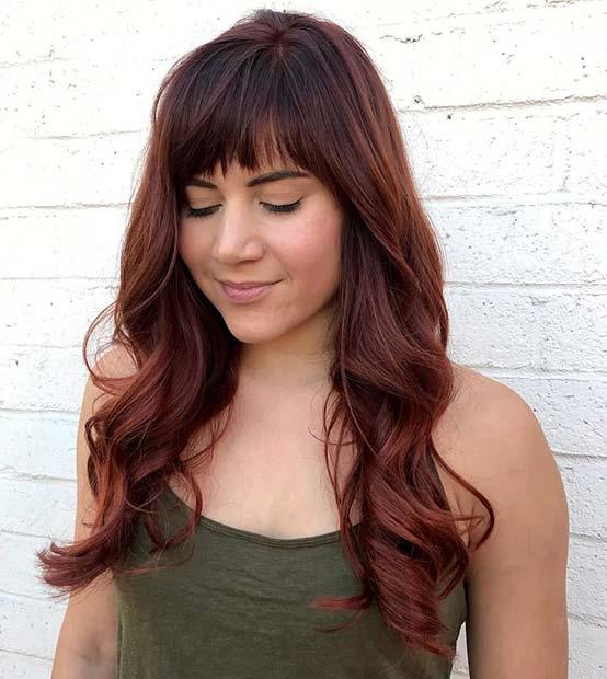 Natural Looking Red Hair with Bangs
