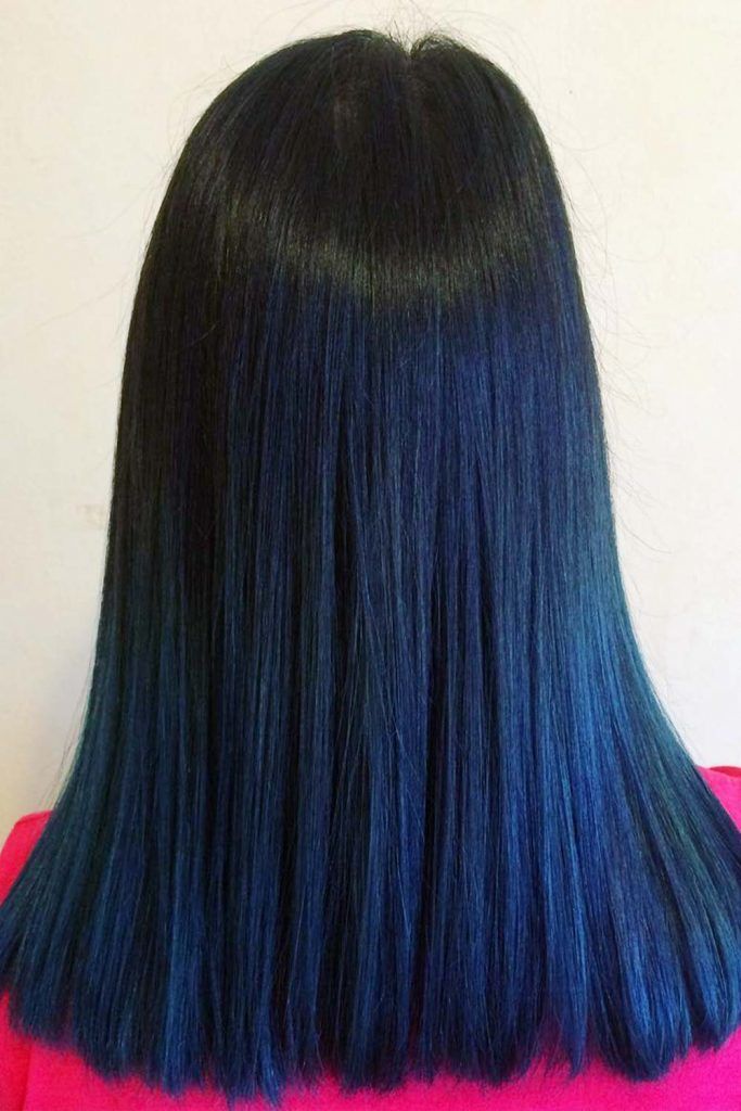 Navy Blue Coloring On Dark Hair #blueblackhair #darkblueblackhair